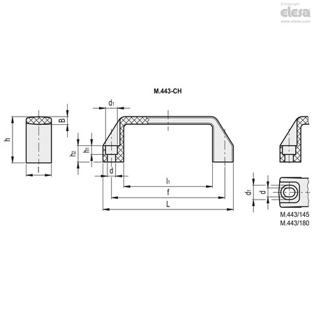 Elesa Polyamide, for cylindrical head screws, M.443/145-CH-C9 M.443-CH